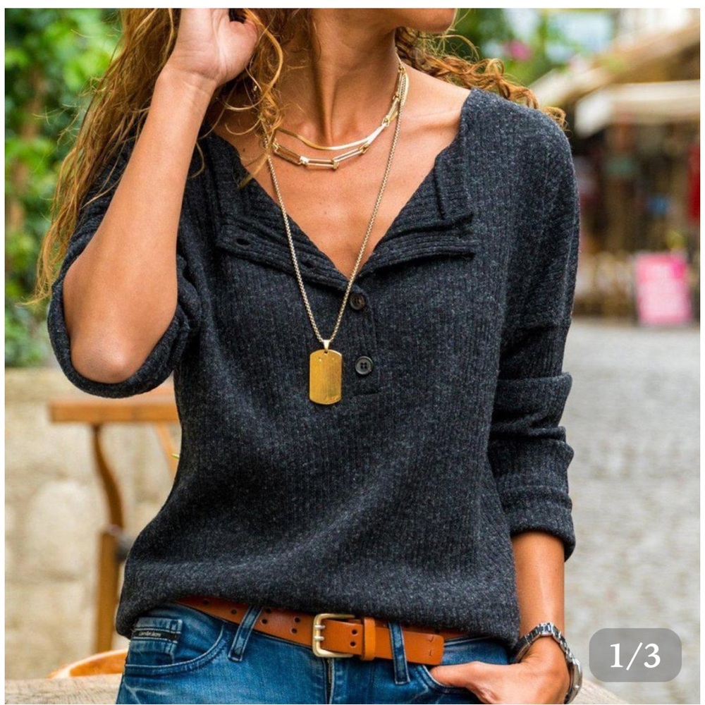 NWT Ribbed charcoal grey sweater